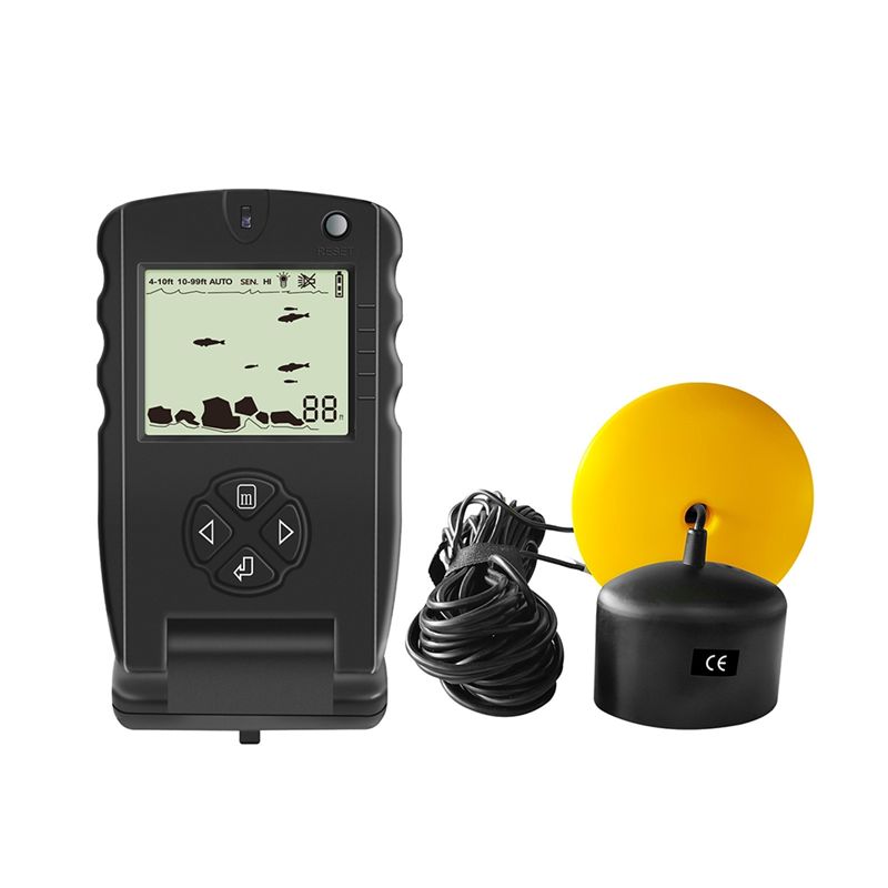 Fish Finder Portable - 新しいポータブル魚群探知機、アイスフィッシングソナーエコーサウンダー（アラームトランスデューサー付き）、0.7-100M深度検出器