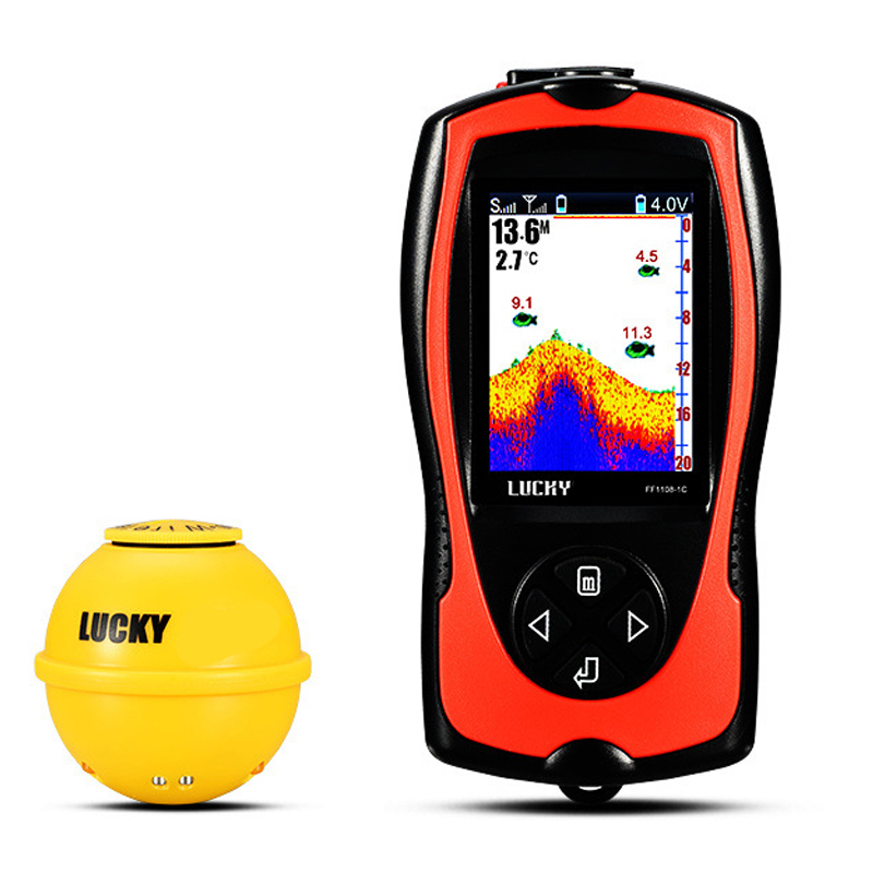 Fish Finder Portable - 最新のお買い得！超音波ローランスカラースクリーンソナー ワイヤレスビジュアルHD水中ポータブル魚群探知機