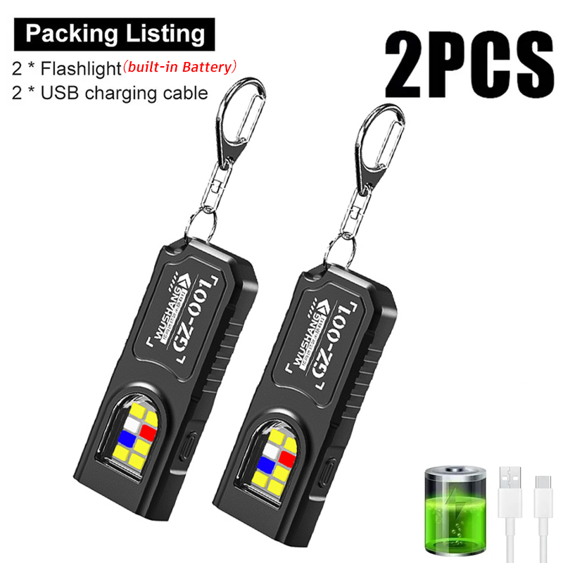 Fishing Light - 多機能キーホルダー懐中電灯 USB 充電式ミニ懐中電灯 COB ワークライトキーリング付きキャンプウォーキングポケットランプ