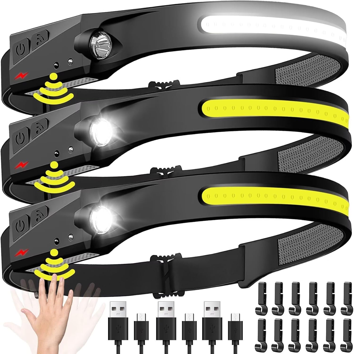 Fish Finder Battery - センサーヘッドランプ LED ヘッド懐中電灯 充電式ヘッドライト ヘッドトーチ 内蔵バッテリー