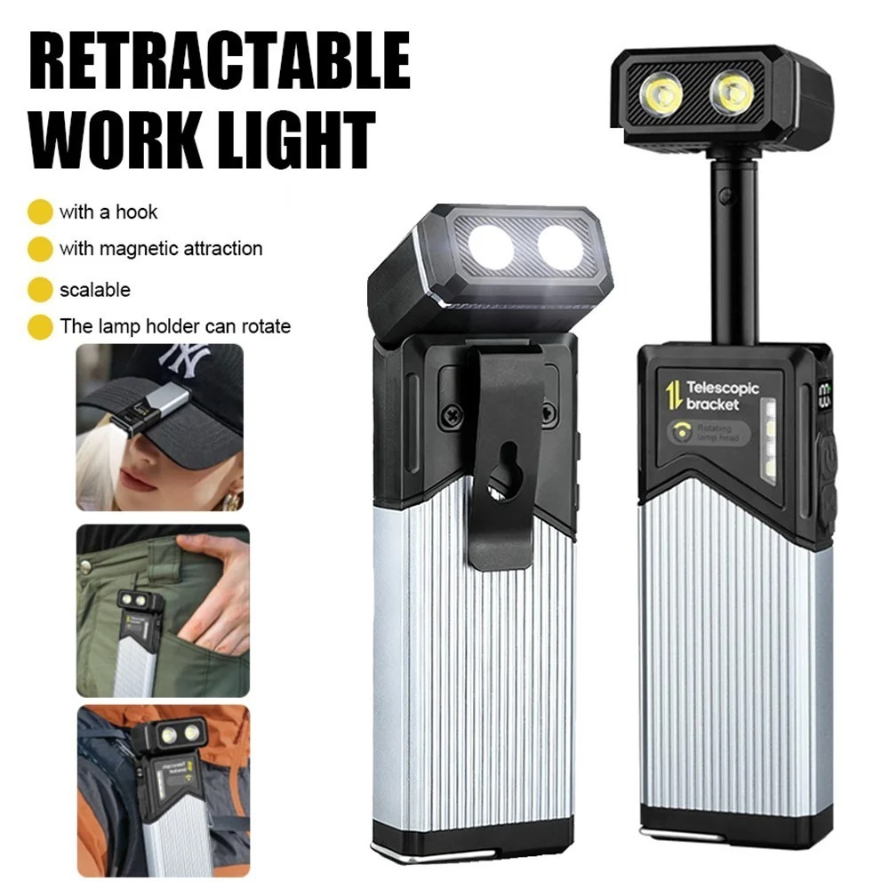 Fishing Light - ポータブル180 ° 回転式拡張可能なLED懐中電灯、防水磁気吸着式作業灯、キャンプ、ランタン、釣り、ハイキング用