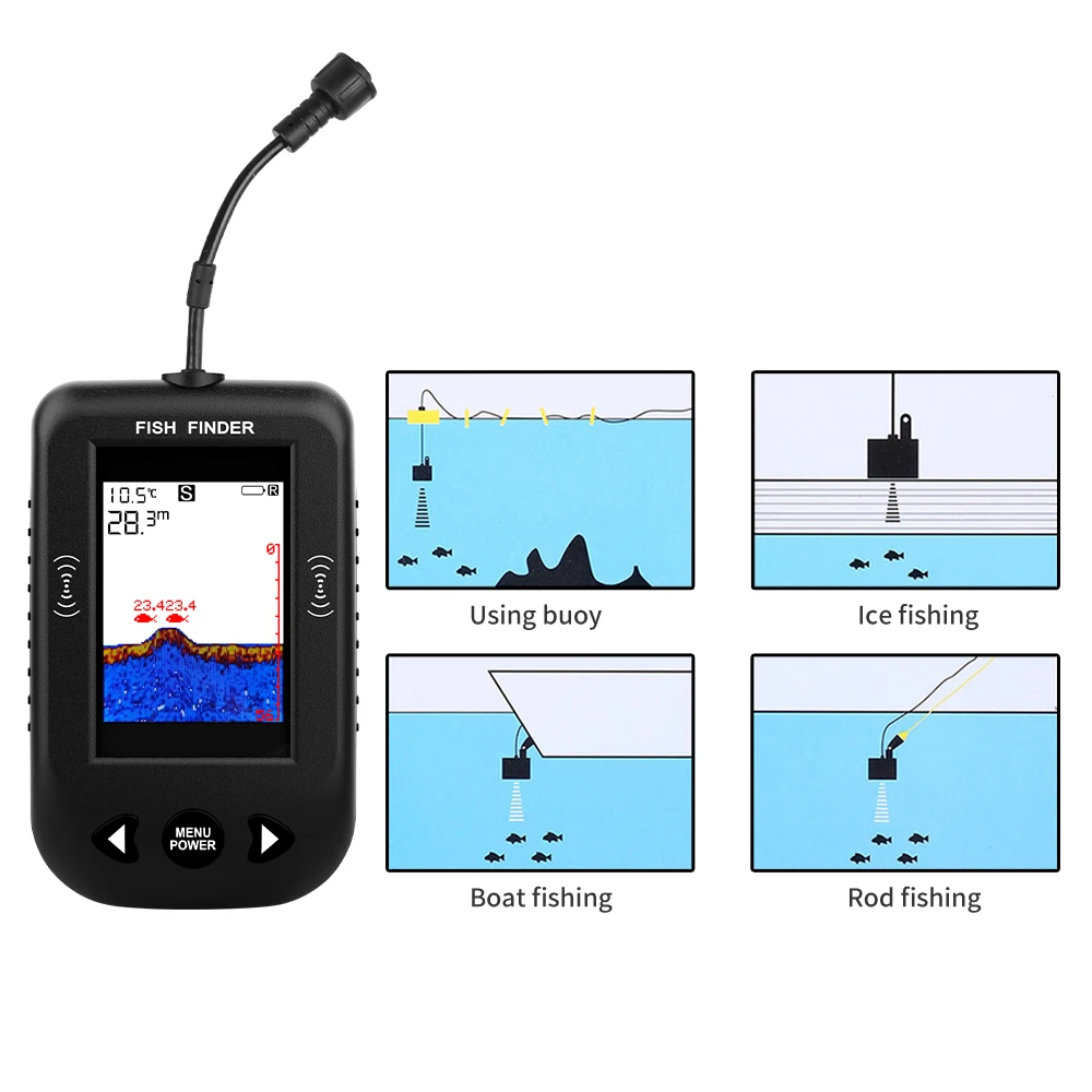 アラーム 100 メートルポータブルソナー魚群探知機 45  - Fish Finder Cable のレビューと価格