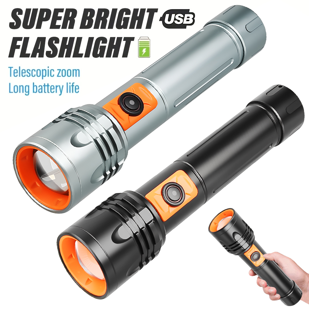 ハイパワー LED 懐中電灯 USB 充電式トーチ、伸縮ズー - Fishing Light のレビューと価格