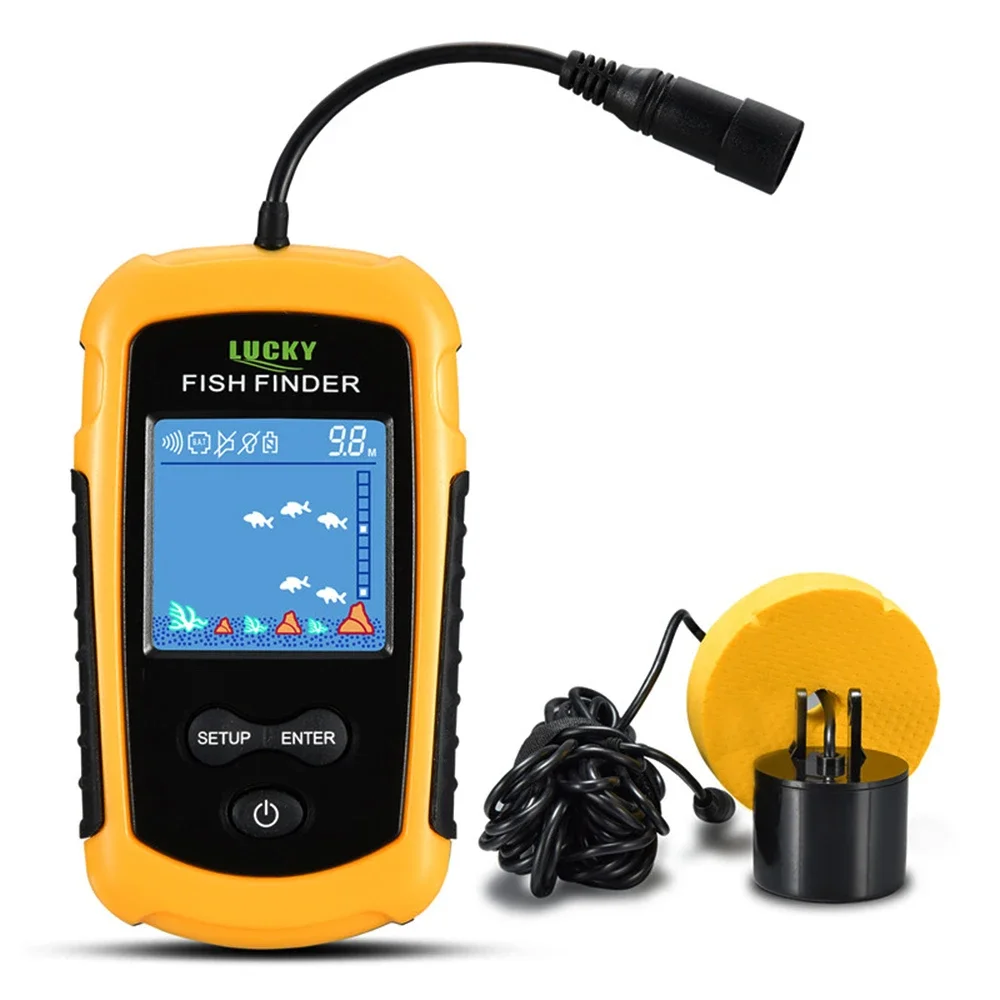 ラッキー液晶カラースクリーンポータブル有線魚群探知機 100 - Fish Finder Cable のレビューと価格