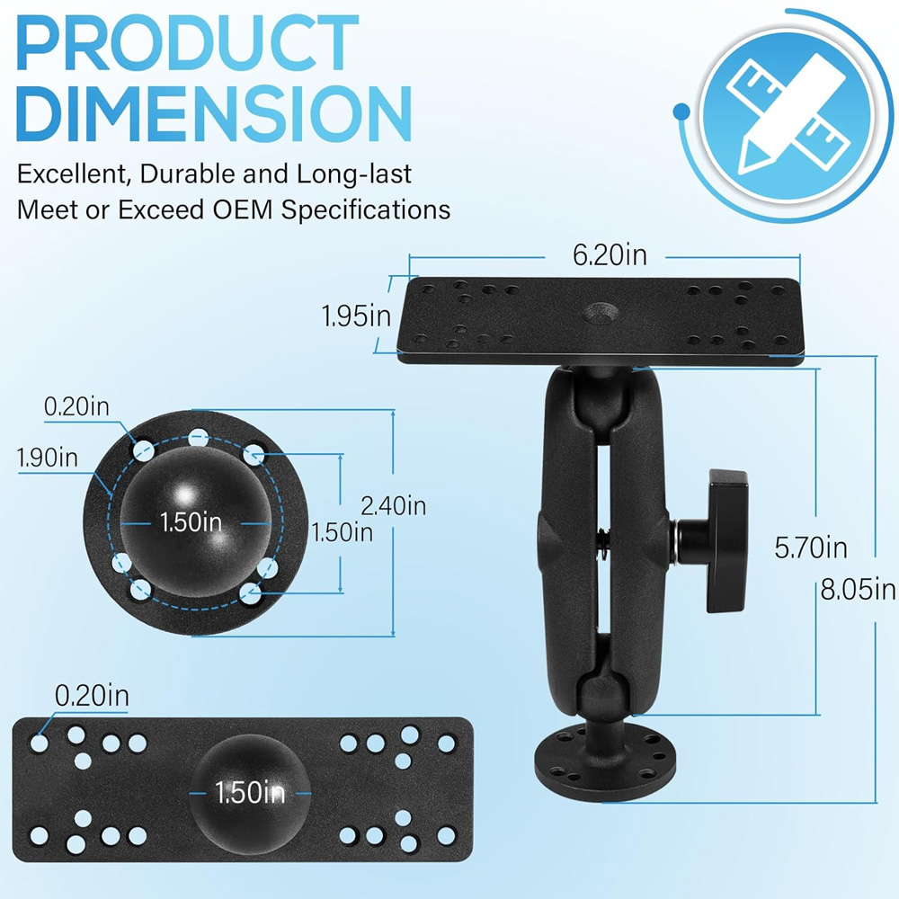 アルミニウム製魚群探知機マウント、1.5インチ/Cサイズボー - Fish Finder Mount のレビューと価格