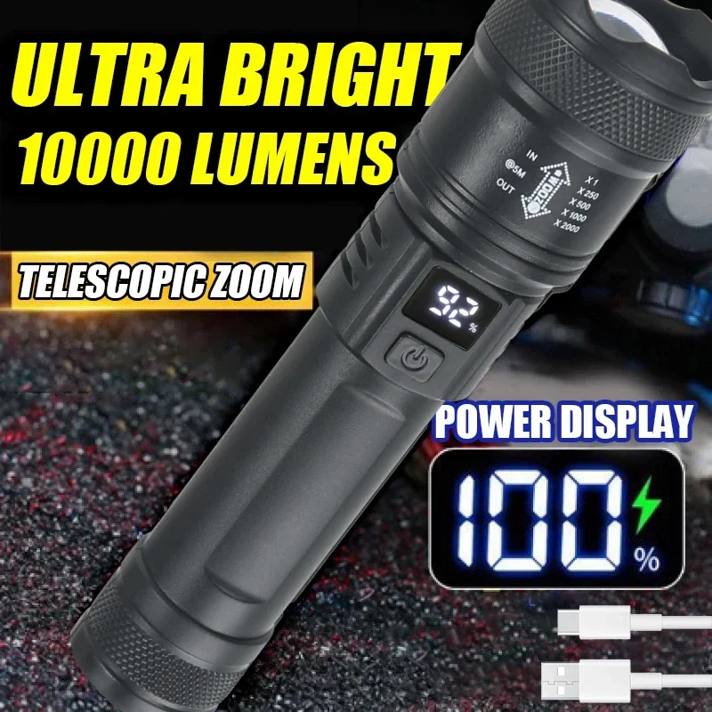 バッテリーディスプレイ付きの強力なLED懐中電灯,USB充電 - Fish Finder Battery のレビューと価格