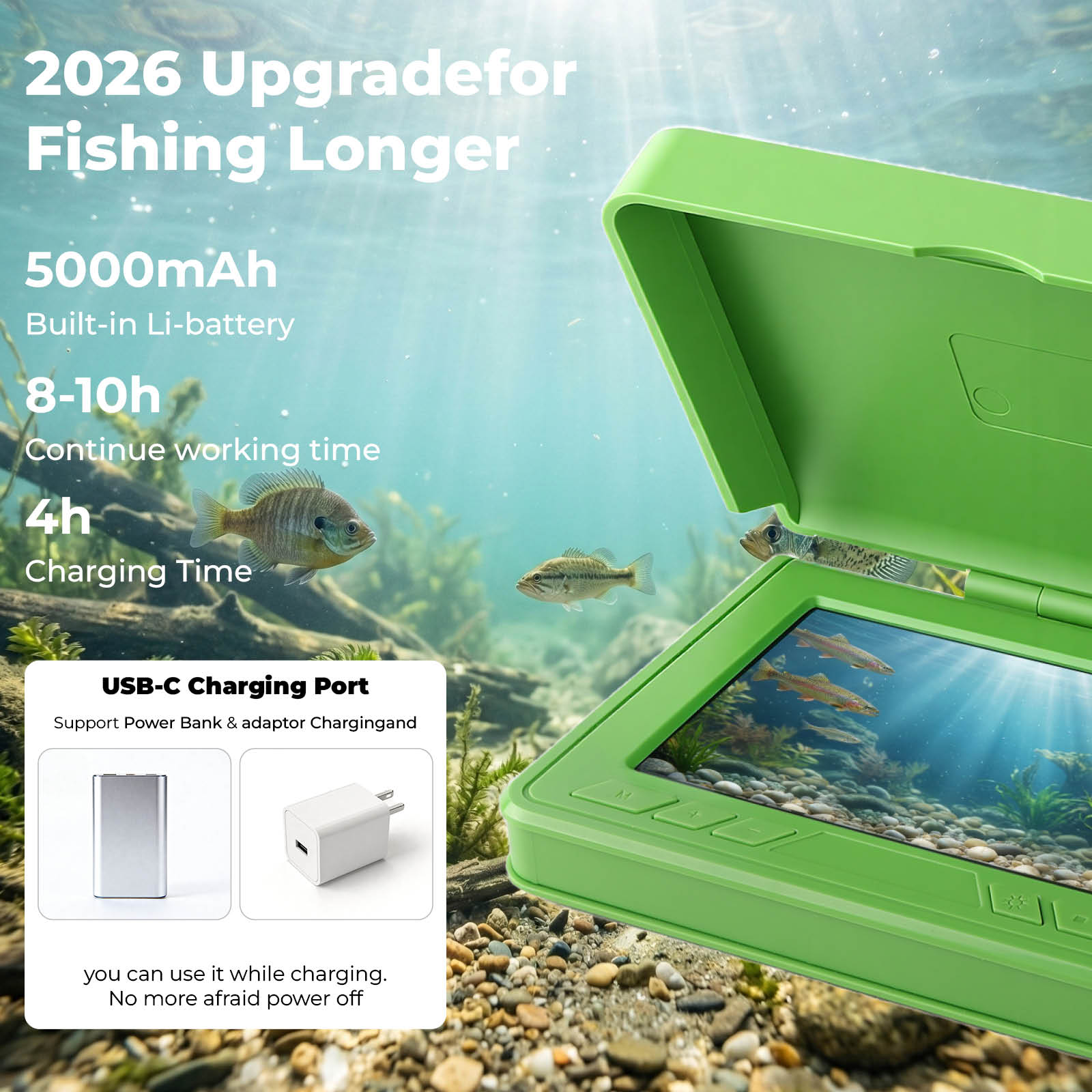 ポータブル水中ビジュアル魚群探知機 4.3インチLCDモニタ - Fish Finder Portable のレビューと価格
