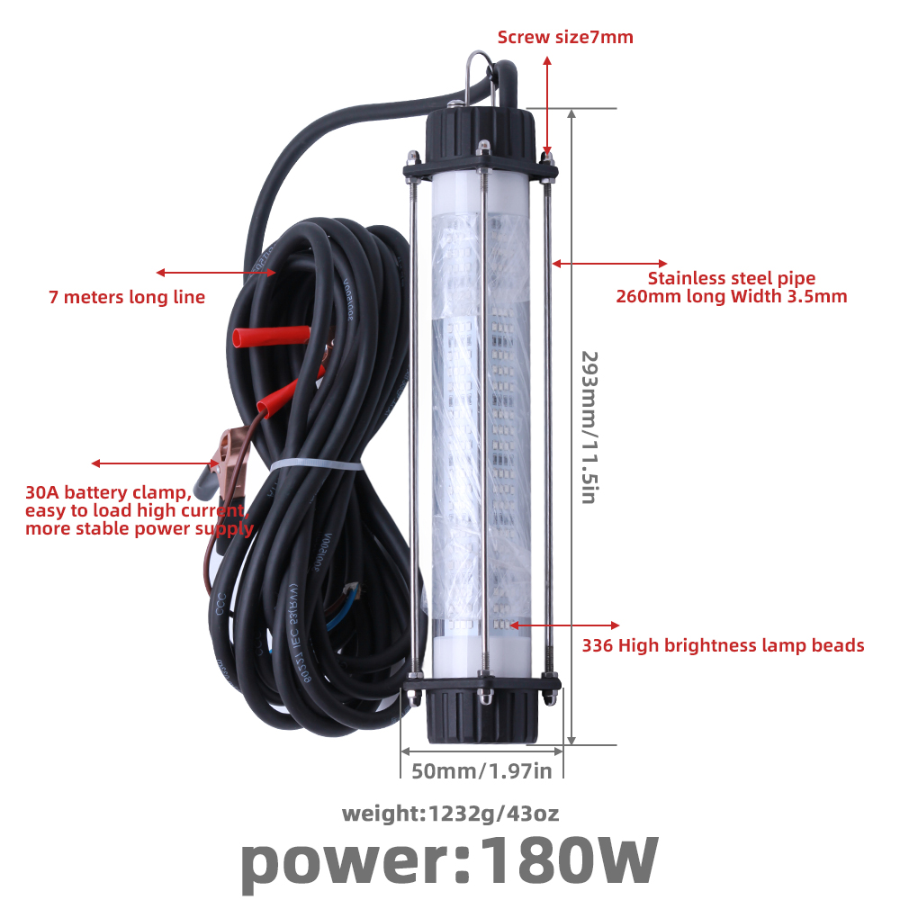 1 PC ハイパワー魚水中集魚灯 120 ワット 180 ワ - Fish Finder Cable のレビューと価格