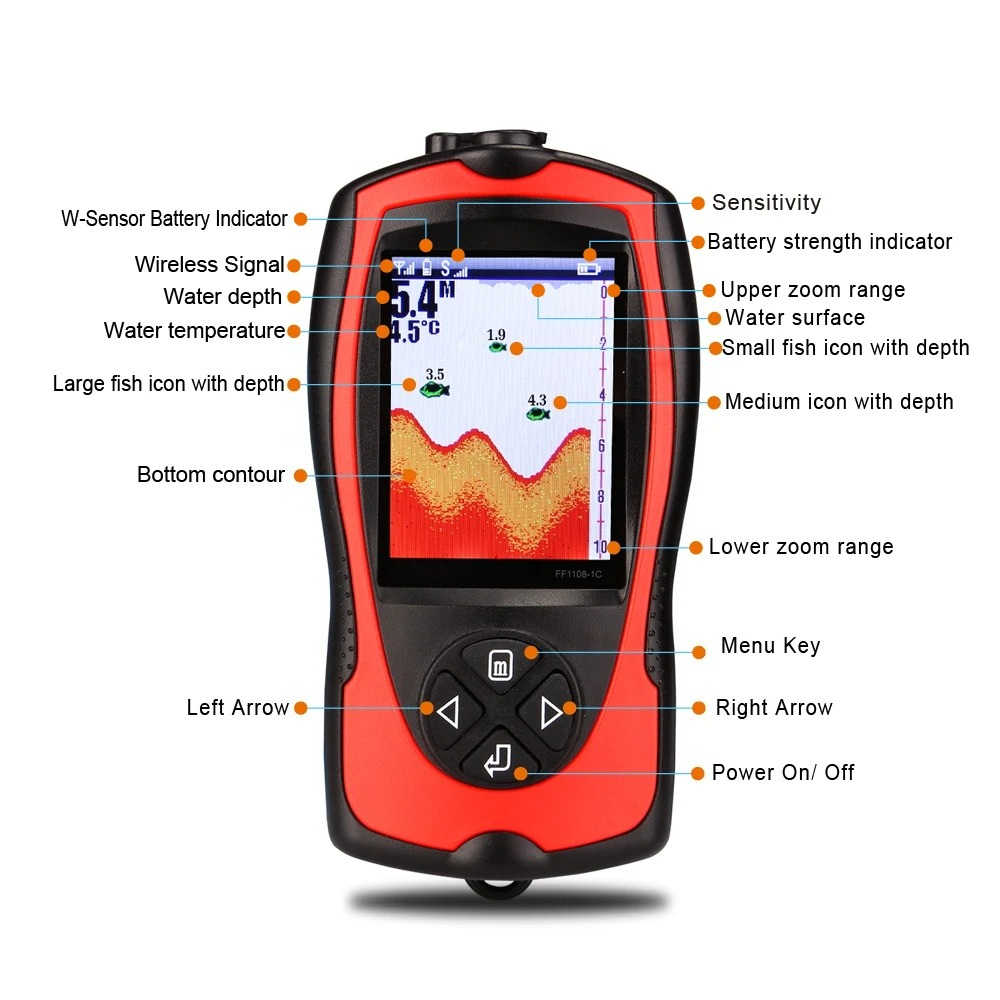 有線魚群探知機高解像度英語カラースクリーンビジュアルソナー無 - Fish Finder のレビューと価格