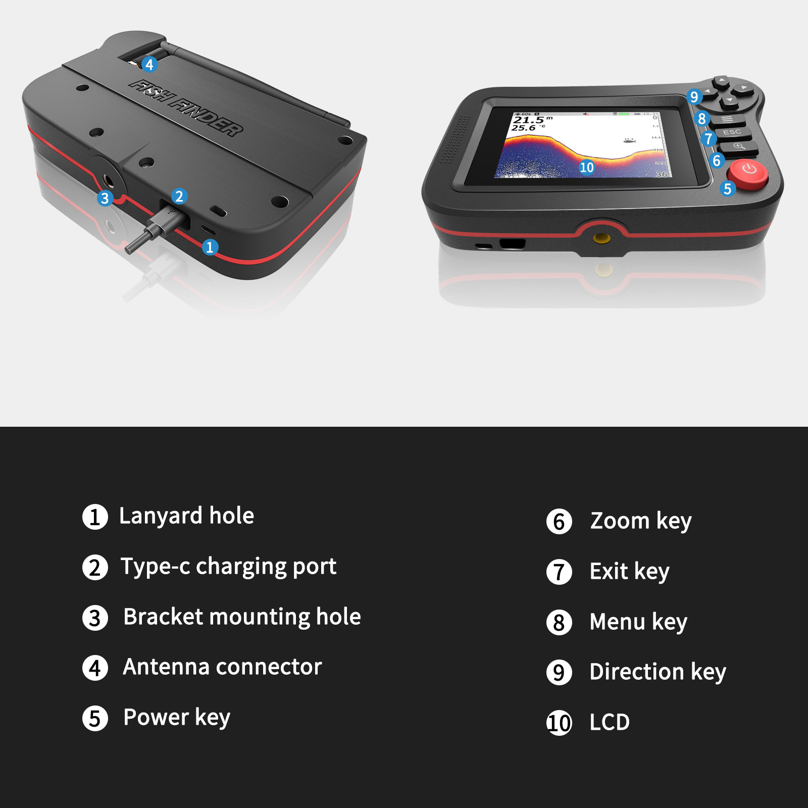 FindFish 200M ポータブル魚群探知機トランスデュ - Fish Finder Portable のレビューと価格