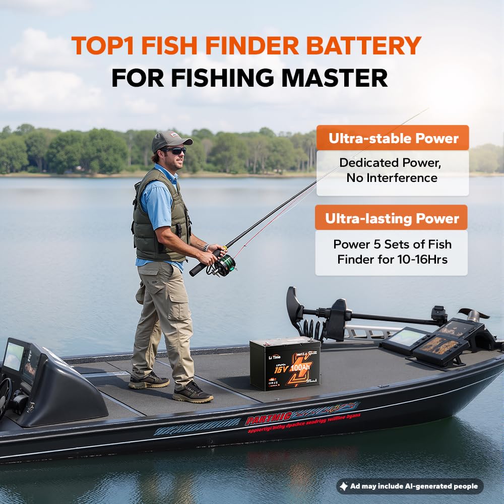 16V 100Ah グループ 27 LiFePO4 バッテリ - Fish Finder Charger のレビューと価格