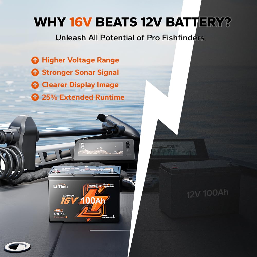 16V 100Ah グループ 27 LiFePO4 バッテリ - Fish Finder Charger のレビューと価格