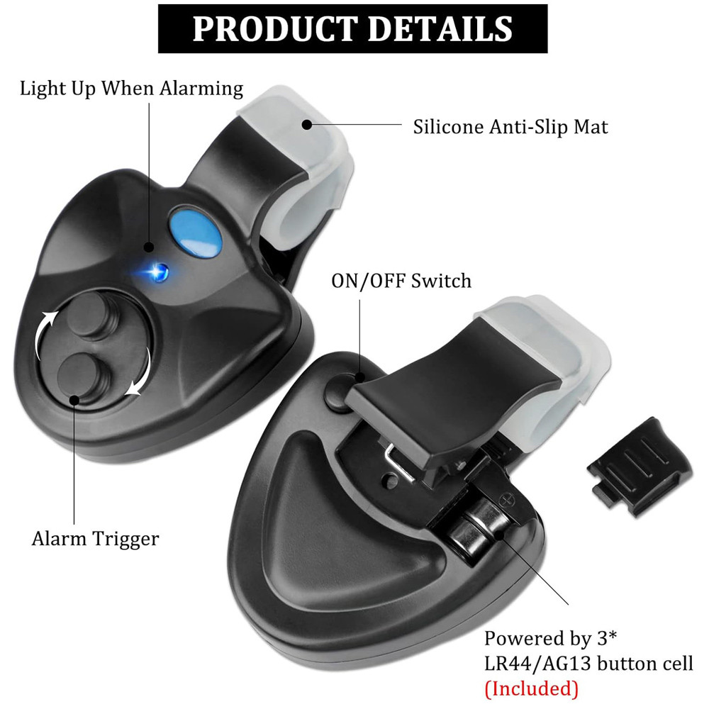 鯉釣りクリップセット ロッド用電子LEDライトインジケーター - Bite Indicator のレビューと価格