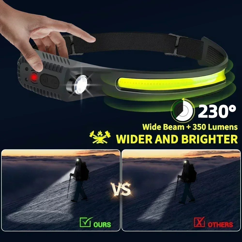 USB充電式誘導LEDヘッドランプ,内蔵バッテリー,屋外キャ - Fish Finder Battery のレビューと価格
