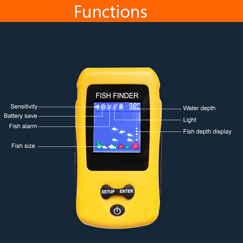 新品 カラフル ワイヤレス魚群探知機、ソナーセンサー トラン - Fish Finder Transducer のレビューと価格